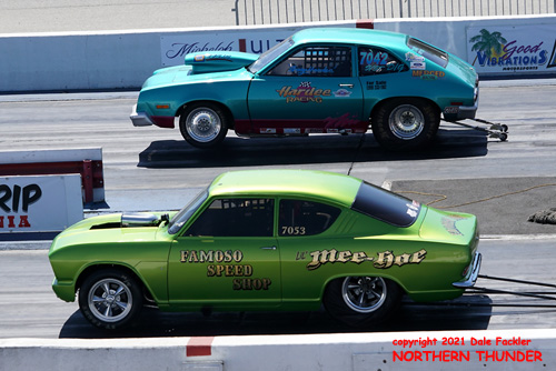  D/G - #7053 - 'Lil' Mee-Goe'(near lane)
vs Gary Hardee - D/G - #7042 - 'Hardee Racing' (far lane)